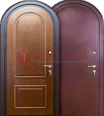 Железная арочная дверь с МДФ внутри ДА-14 в Орехово-Зуево