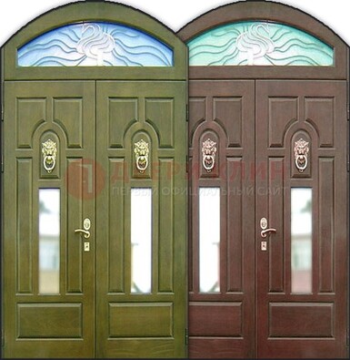 Стальная арочная дверь со стеклом ДА-17 для монолитного дома в Орехово-Зуево