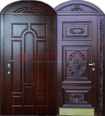 Стильная железная арочная дверь с декоративным элементом ДА-24 в Орехово-Зуево