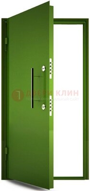 Зеленая металлическая бронированная дверь ДБ-8 в Орехово-Зуево
