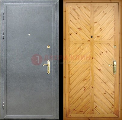 Серая металлическая дверь с евровагонкой ДЕ-12 в Орехово-Зуево