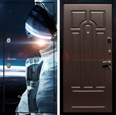 Синяя стальная дверь с фотопечатью ДФ-4 в Орехово-Зуево