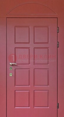 Красная стальная дверь с верхней фрамугой ДФГ-13 в Орехово-Зуево