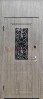 Металлическая дверь Винорит стекло и ковка с фрамугой ДФГ-33 в Орехово-Зуево