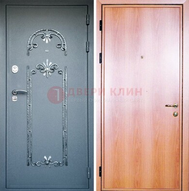 Железная дверь с ковкой ламинат внутри ДК-11 в квартиру в Орехово-Зуево