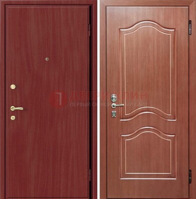 Красная металлическая дверь с ламинатом МДФ внутри ДЛ-8 в Орехово-Зуево