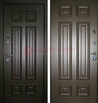 Темная металлическая дверь с МДФ ДМ-136 в квартиру в Орехово-Зуево
