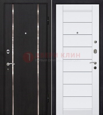 Черная входная дверь с МДФ и декоративными вставками ДМ-143 в Орехово-Зуево
