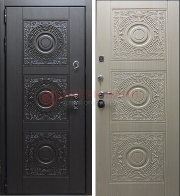 Темная стальная дверь с МДФ ДМ-161 для коттеджа в Орехово-Зуево