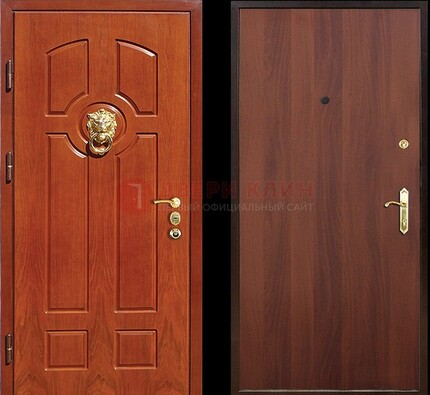 Оранжевая стальная дверь с МДФ ламинат внутри ДМ-18 в квартиру в Орехово-Зуево