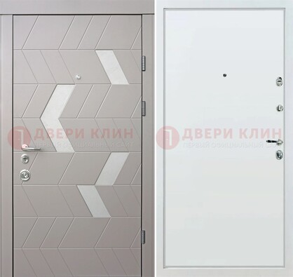 Светлая металлическая дверь с терморазрывом и МДФ панелью ДМ-190 в Орехово-Зуево