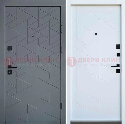 Серая металлическая дверь МДФ с узором  ДМ-224 в Орехово-Зуево