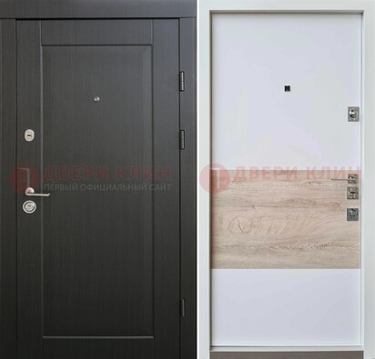 Черная металлическая дверь с белой МДФ внутри ДМ-230 в Орехово-Зуево