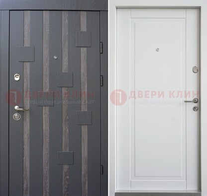 Темная металлическая дверь c белом МДФ внутри ДМ-231 в Орехово-Зуево