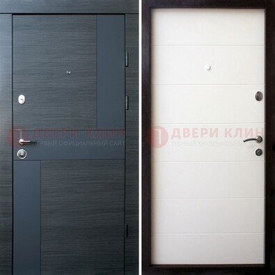 Черная стальная дверь c МДФ в молочном цвете ДМ-235 в Орехово-Зуево