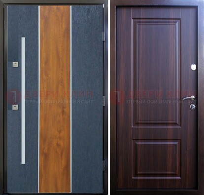 Современная входная дверь и с коричневой МДФ внутри ДМ-236 в Орехово-Зуево