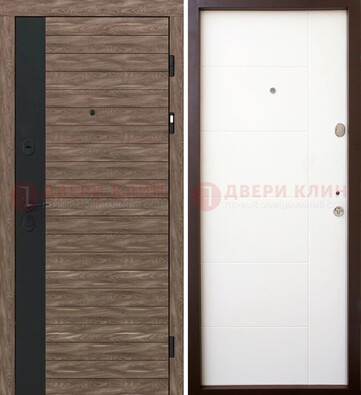 Коричневая входная дверь с черной вставкой МДФ ДМ-239 в Орехово-Зуево