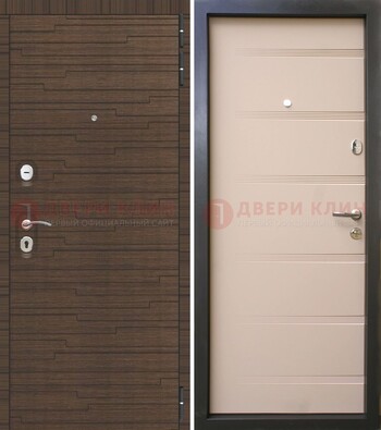 Светлая железная дверь c фрезерованной МДФ ДМ-248 в Орехово-Зуево