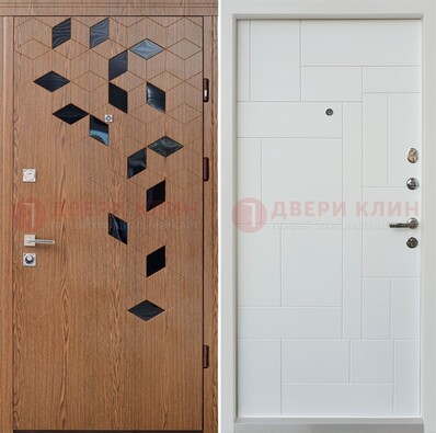 Металлическая белая дверь c МДФ Махагон ДМ-256 в Орехово-Зуево