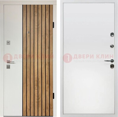 Белая с коричневой вставкой филенчатая дверь МДФ ДМ-278 в Орехово-Зуево