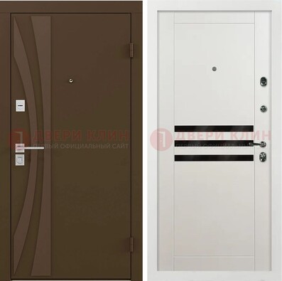 Стальная коричневая дверь с МДФ панелями ДМ-293 в Орехово-Зуево
