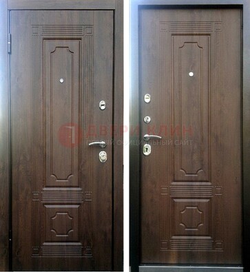 Коричневая металлическая дверь с МДФ ДМ-32 на дачу в Орехово-Зуево