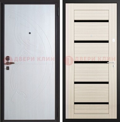 Белая стальная дверь с МДФ ДМ-346 в Орехово-Зуево