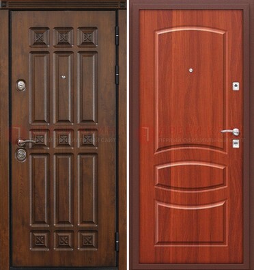 Темная металлическая дверь с МДФ и узором ДМ-364 в Орехово-Зуево