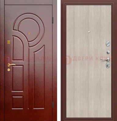 Красная металлическая дверь с МДФ панелями ДМ-368 в Орехово-Зуево