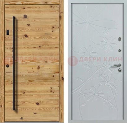 Металлическая дверь с МДФ в светлом цвете ДМ-412 в Орехово-Зуево
