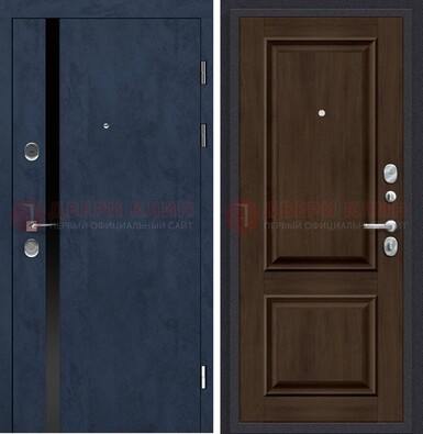 Синяя входная дверь МДФ с обеих сторон ДМ-473 в Орехово-Зуево