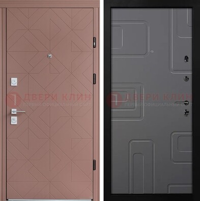 Красная стальная дверь в квартиру с МДФ хайтек ДМ-493 в Орехово-Зуево