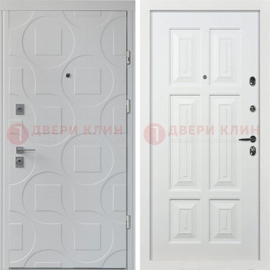 Белая стальная дверь в квартиру с панелями МДФ ДМ-494 в Орехово-Зуево