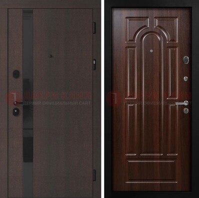 Темная входная дверь с МДФ панелями в квартиру ДМ-499 в Орехово-Зуево