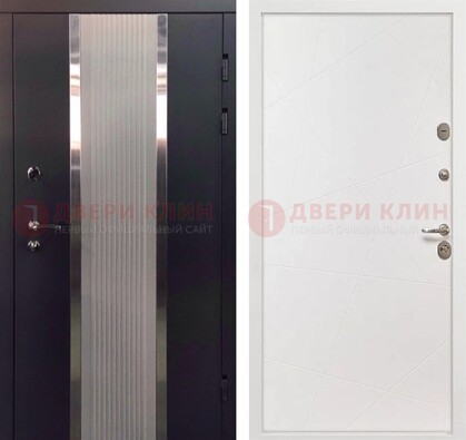 Темная металлическая дверь в квартиру МДФ с двух сторон ДМ-512 в Орехово-Зуево