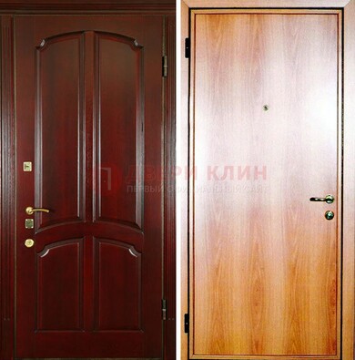 Темная железная дверь с массивом дуба ДМД-13 в Орехово-Зуево
