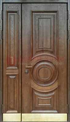 Коричневая двухстворчатая дверь с массивом дуба ДМД-71 в Орехово-Зуево