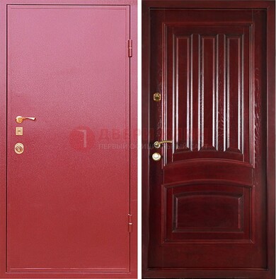 Красная металлическая дверь с порошковым напылением ДП-165 в Орехово-Зуево