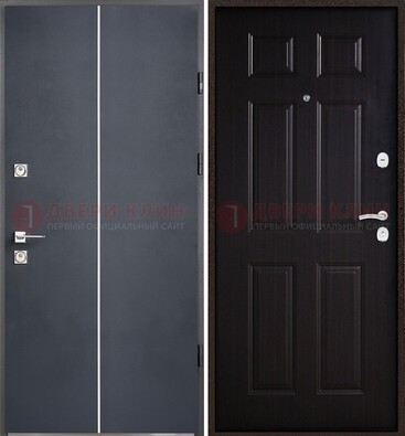 Железная дверь с порошковым покрытием и отделкой Темный орех внутри ДП-211 в Орехово-Зуево