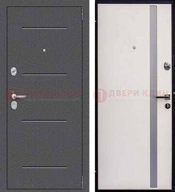 Железная дверь с порошковым напылением и белой МДФ ДП-212 в Орехово-Зуево