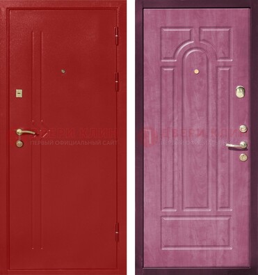 Красная входная дверь с порошковым напылением ДП-240 в Орехово-Зуево