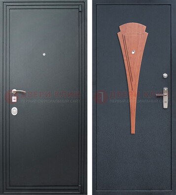 Черная железная дверь с порошковым покрытием и накладкой МДФ внутри ДП-245 в Талдоме