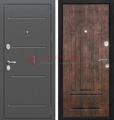Железная дверь Антик серебро с порошковым напылением и МДФ Тисненый орех ДП-260 в Орехово-Зуево