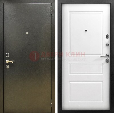 Входная дверь Темное серебро с порошковым напылением и белой МДФ ДП-272 в Орехово-Зуево