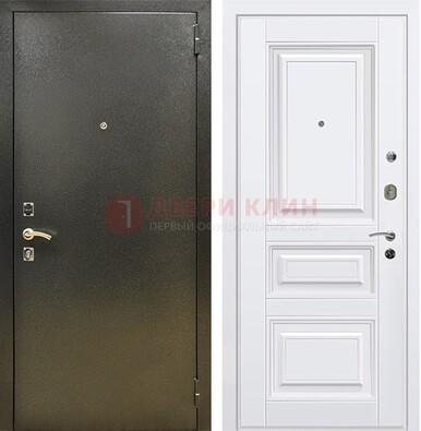 Железная темно-серая дверь с порошковым напылением и белой МДФ ДП-274 в Орехово-Зуево
