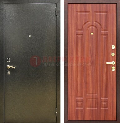 Входная темно-серая дверь с порошковой отделкой и МДФ Миланский орех ДП-281 в Орехово-Зуево