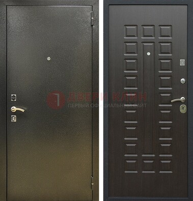 Темно-серая железная дверь с порошковым покрытием и МДФ Венге ДП-287 в Тихвине