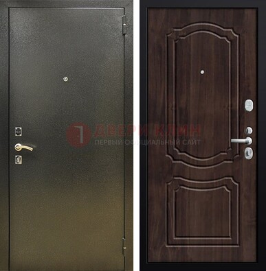 Темно-серая железная дверь с порошковым покрытием и коричневой МДФ ДП-288 в Орехово-Зуево