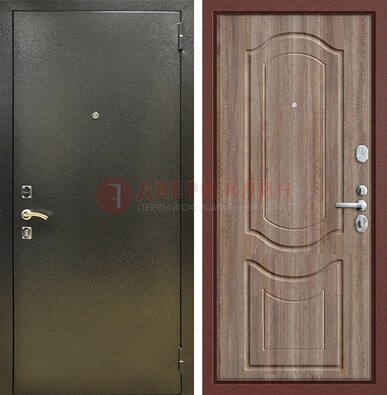 Темно-серая входная дверь с порошковым покрытием и коричневая МДФ ДП-290 в Орехово-Зуево