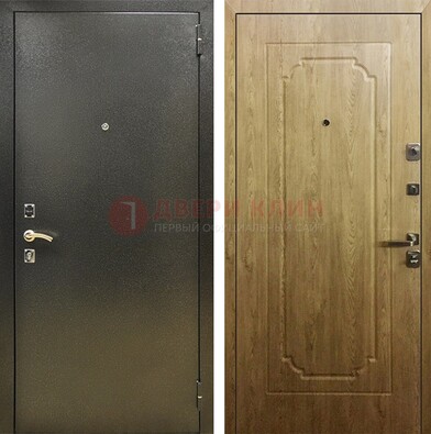 Темно-серая входная дверь с порошковым покрытием и МДФ Золотой дуб ДП-291 в Орехово-Зуево